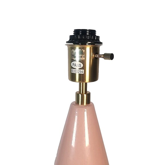 Pink Glass Art Deco Style Tall Cylinder Table Lamp Gold Hardware Tested- Works - Picture 2 of 7